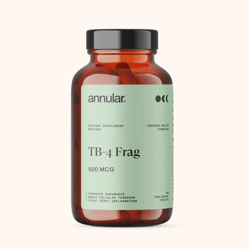 Annular TB-4 FRAG Heal 500 mcg sublingual tablets, a Thymosin Beta-4 fragment peptide supporting tissue repair and recovery. 60 Tablets.