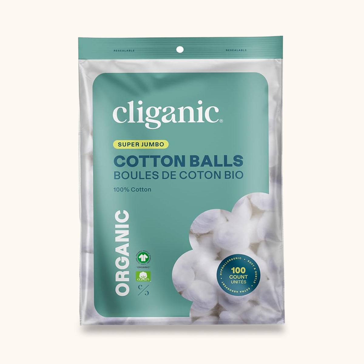 Cliganic Cotton - Organic Super Jumbo Cotton