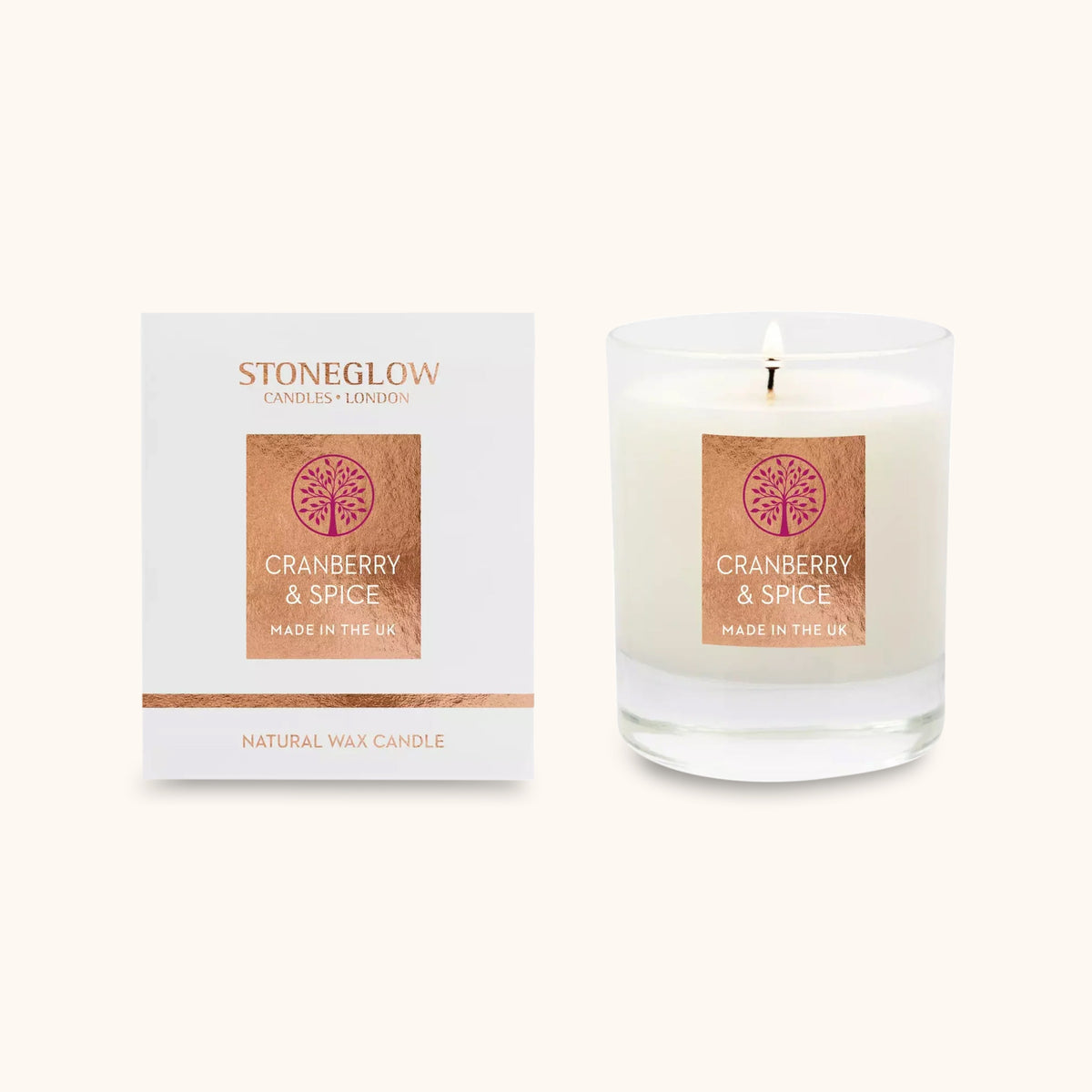 The Rustic House Cranbery + Spice Glass Candle