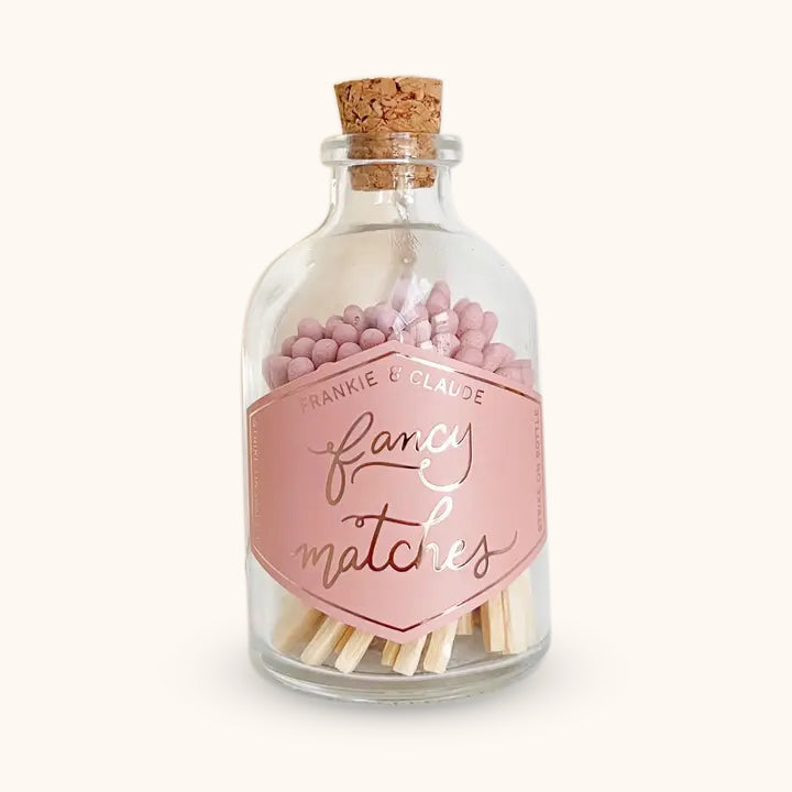 Frankie & Claude Dusty Rose Matches in Glass Jar – Romantic & Vintage Matches