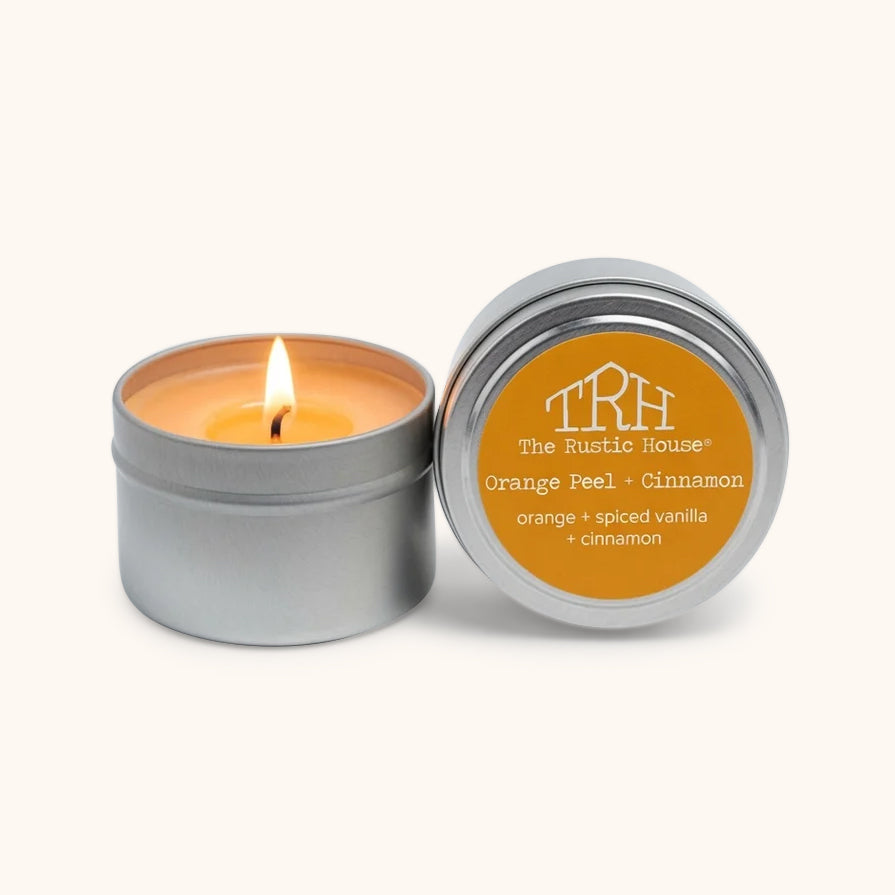 The Rustic House Orange Peel + Cinnamon Glass Candle