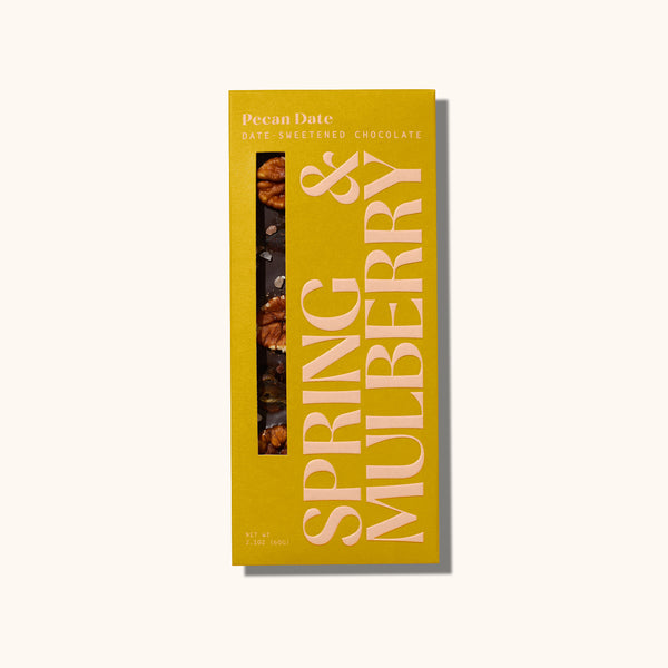 Spring & Mulberry Pecan Date Date-Sweetened Dark Chocolate