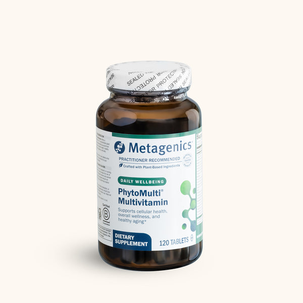 Metagenics PhytoMulti Multivitamin 60-count bottle for daily cellular health and antioxidant support.