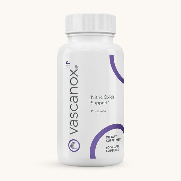 Calroy Vascanox HP supplement bottle for nitric oxide and cardiovascular support