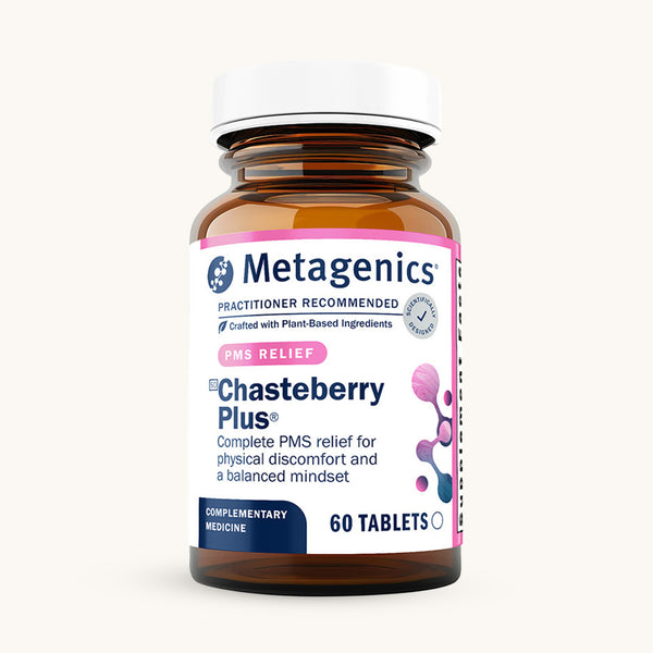 Metagenics Chasteberry Plus bottle for menstrual support.
